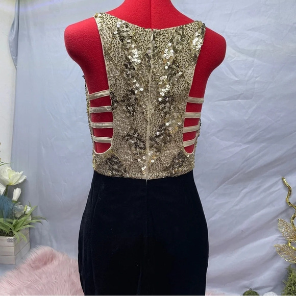 Venus sequence beaded tan top velvet skirt body on evening/club dress size 2 - Picture 8 of 16